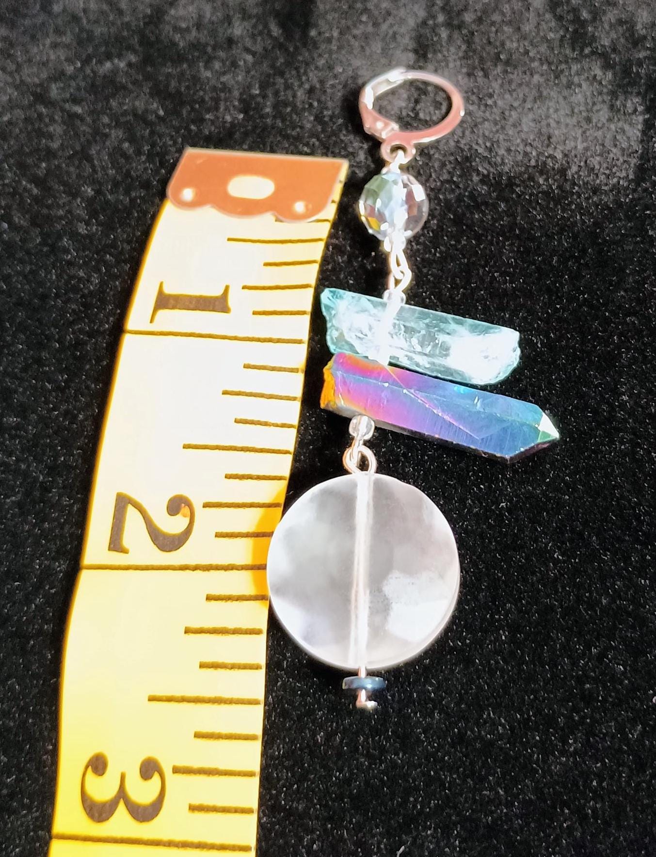 Frosted Glass blue crystal hanging earrings. Hypoallergenic Stainless Steel.