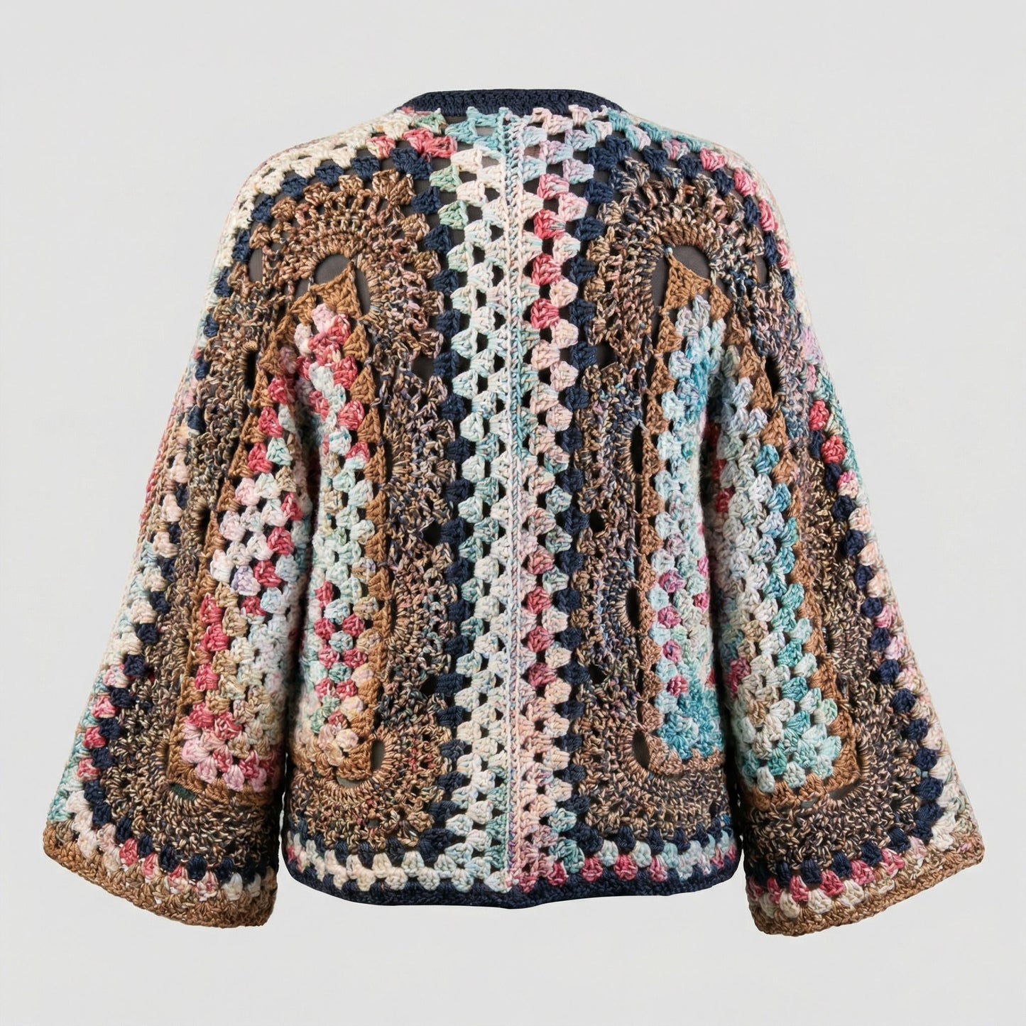 Handmade Crochet Cover up. Hexagon cardigan Short Jacket.