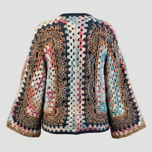 Handmade Crochet Cover up. Hexagon cardigan Short Jacket.