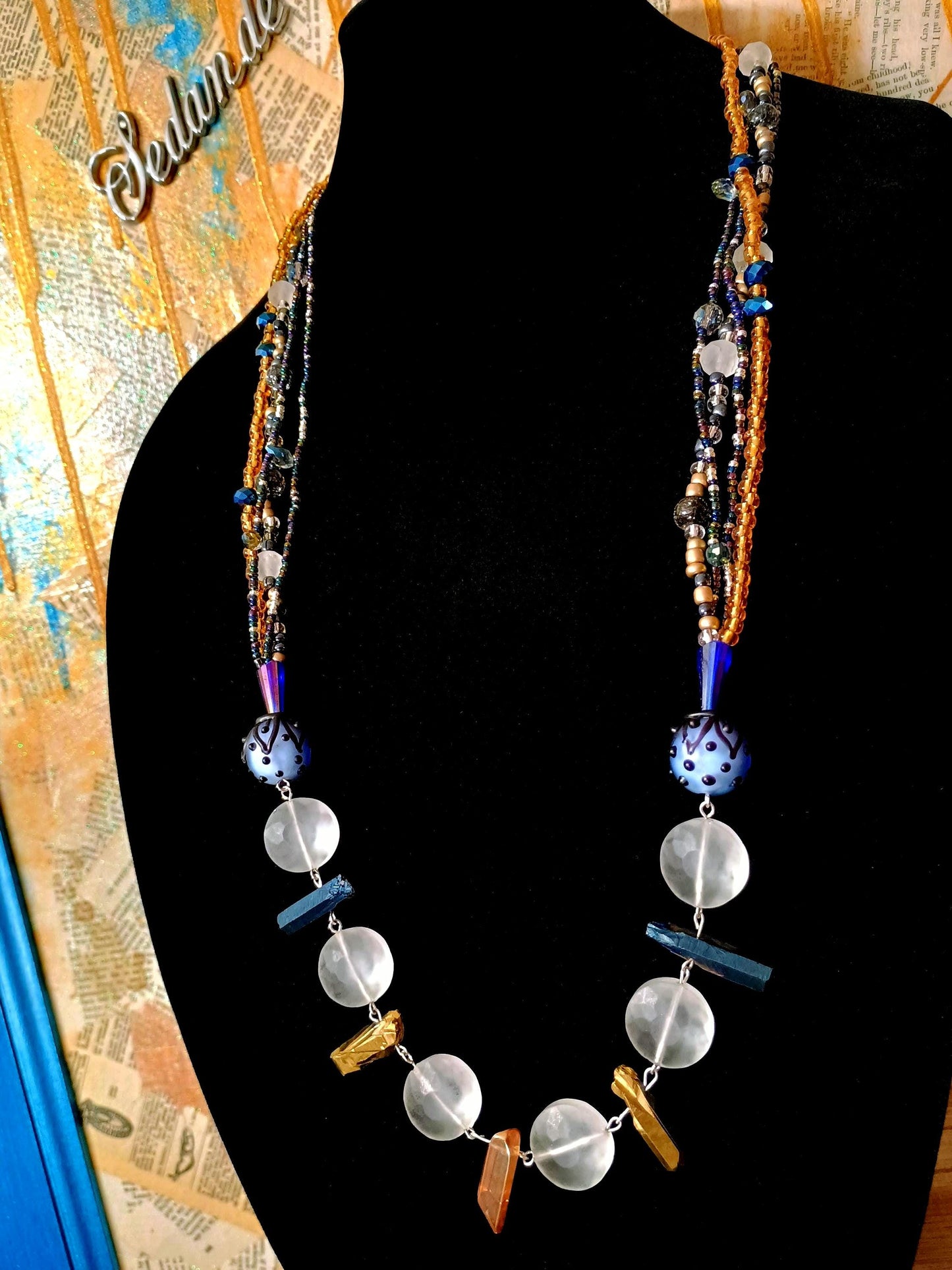 Art Deco Flapper Necklace: Vintage Glass Beads, Boho Statement Jewelry