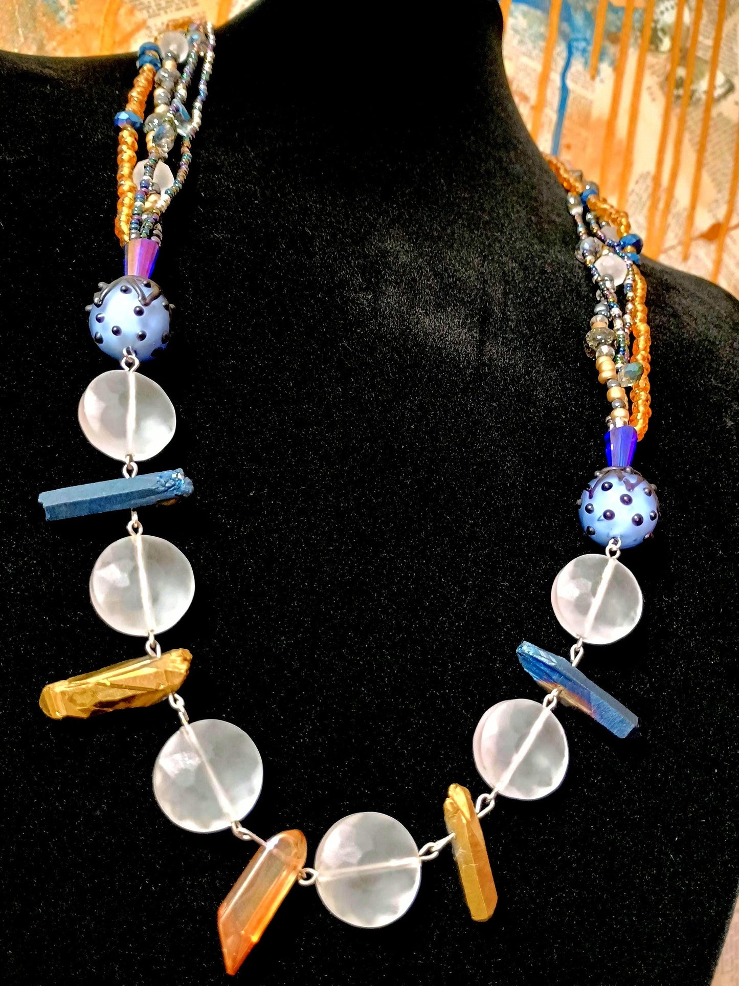 Art Deco Flapper Necklace: Vintage Glass Beads, Boho Statement Jewelry